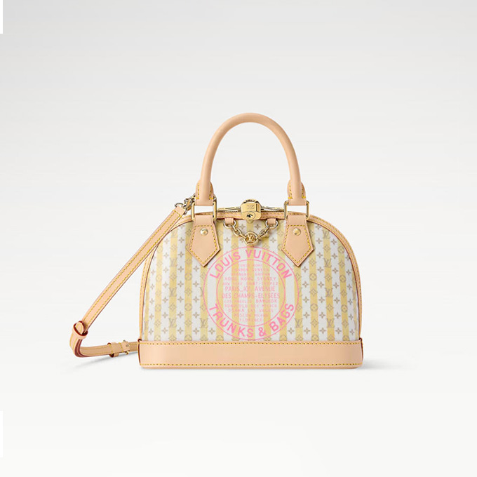 lv louis vuitton alma bb lv stamp striped mini monogram dome handbag #m28672
